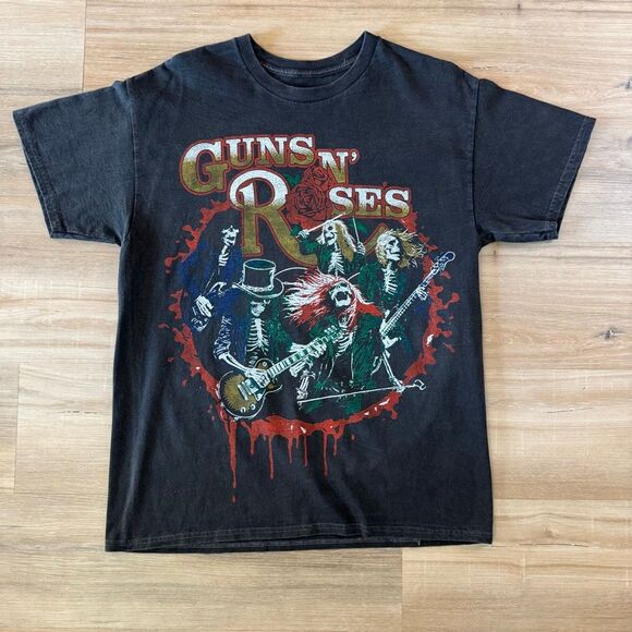 Urban Outfitters Guns And Roses Was Here Black Graphic Tour Shirt Size Medium - Picture 1 of 5